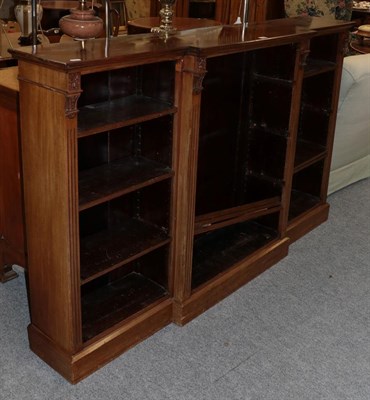 Lot 1208 - A late 19th century walnut break front bookcase, 182cm wide