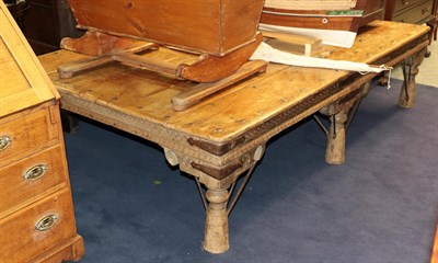 Lot 1255 - A substantial metal studded hardwood Middle Eastern coffee table
