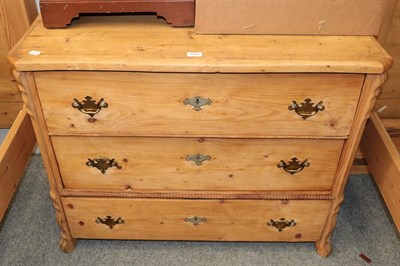 Lot 1262 - A 19th century pine three-drawer chest