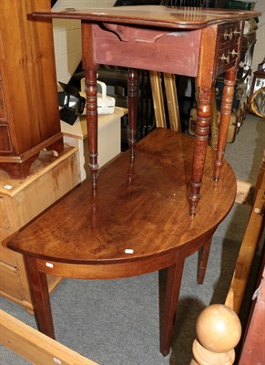 Lot 1265 - A George III mahogany D-end table and a Victorian mahogany Pembroke table (2)