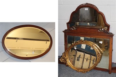 Lot 1267 - An Edwardian oval mirror and three assorted mirrors