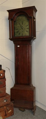 Lot 1268 - ~ An oak eight day longcase clock, signed Geo Dobbie, Falkirk, No.682, 18th century, later case