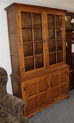Lot 1271 - A well made Georgian style oak glazed and panelled bookcase    Locally handcrafted by Batheaston in