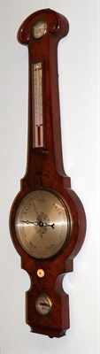 Lot 1291 - A Victorian mahogany wheel barometer, spirit level silvered dial, signed Faculty Kirk, Hull