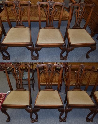 Lot 1326 - Six carved mahogany dining chairs