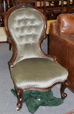 Lot 1331 - A Victorian carved mahogany framed buttoned back nursing chair