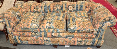 Lot 1335 - A Victorian drop arm floral upholstered Chesterfield sofa rebuilt by Jeremy Hall of Staverley