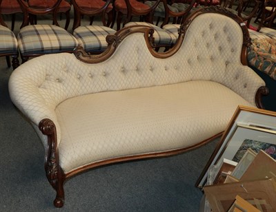 Lot 1336 - A carved mahogany framed chaise longue