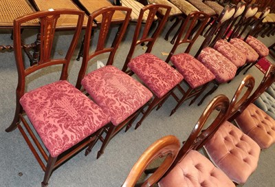 Lot 1340 - A set of four Edwardian inlaid mahogany dining chairs, together with another set of four early 20th