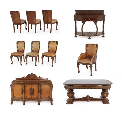 Lot 1350 - Maple & Co: an impressive carved oak ten piece dining room suite, early 20th century,...