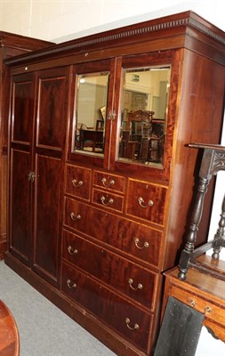 Lot 1367 - A early 20th century mahogany and satinwood banded combination wardrobe