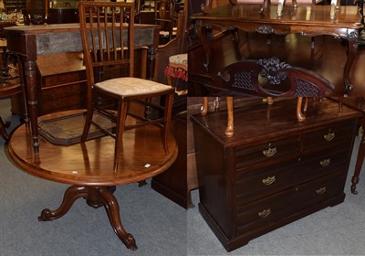 Lot 1375 - A Victorian mahogany circular dining table, an early 19th century mahogany side table (formerly...