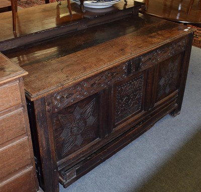 Lot 1396 - A 17th century oak mule chest dated 1692