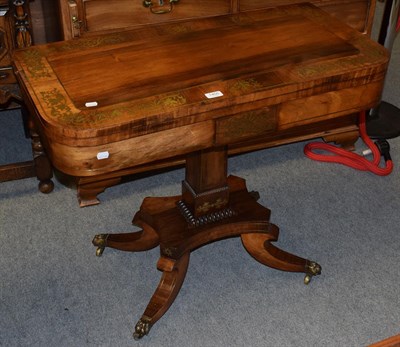 Lot 1405 - A rosewood and brass inlaid Regency card table