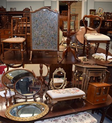 Lot 1420 - A quantity of occasional furniture to include: nesting tables, smokers cabinet, five assorted...