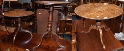 Lot 1429 - Three various George III tripod tables