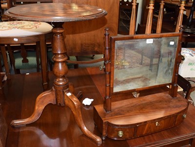 Lot 1432 - A 19th century mahogany toilet mirror and a 19th century elm tripod table with games board top (2)