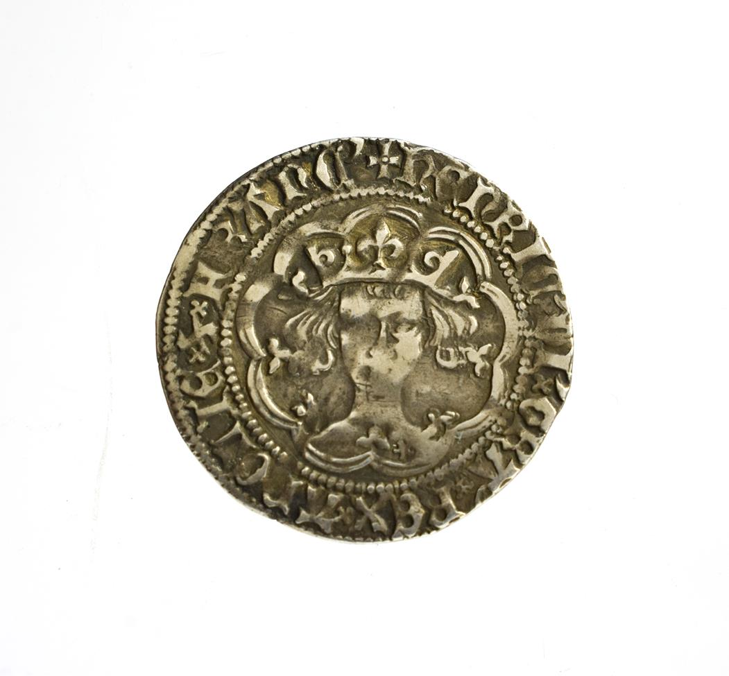 Lot 2020 - Henry V, Silver Groat, London Mint, frowning bust, mullet on right shoulder, mm. pierced cross;...