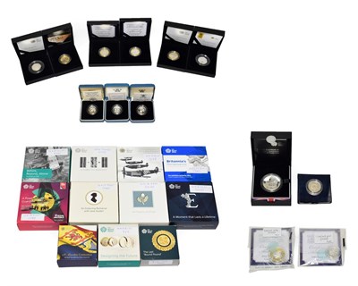 Lot 2083 - A Large Collection of 24 x UK Silver Proof Coins comprising: 3 x £5: 2013 '60th Anniversary of the