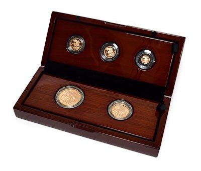 Lot 2089 - UK 5-Coin Gold Proof Set 2018 commemorating the 65th Anniversary of the Queen's Coronation &...