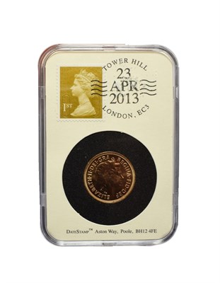 Lot 2097 - Elizabeth II, Sovereign 2013, encapsulated in 'DateStamp' plastic case BU