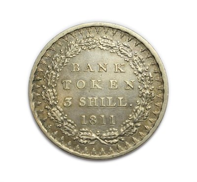 Lot 2117 - George III, Three Shillings Bank Token 1811, obv. armoured draped & laureate bust, rev. BANK...