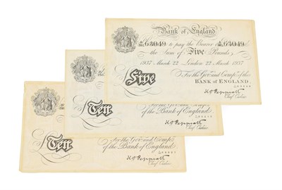 Lot 2146 - 3 x Operation Bernhard Forgeries comprising: Peppiatt £5: London March 22 1937, serial No....