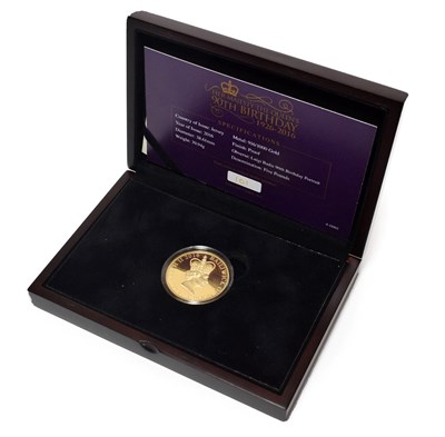 Lot 2167 - Jersey, Gold Proof £5 2016 'Queen's 90th Birthday,' obv. portrait of Queen wearing St Edward's...