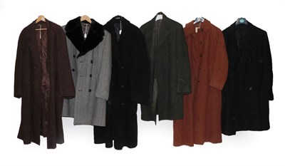Lot 2023 - Circa 1930's and Later Gentlemen's Wool Over Coats, comprising a Ballantyne of Peebles green...