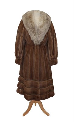 Lot 2084 - Brown Mink Jacket with Fox Collar and horizontal pelts to the hem