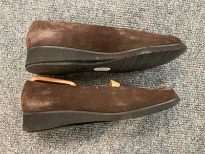Lot 2103 - Three Pairs of Ladies' Salvatore Ferragamo Shoes Size 7, comprising a pair of navy leather...
