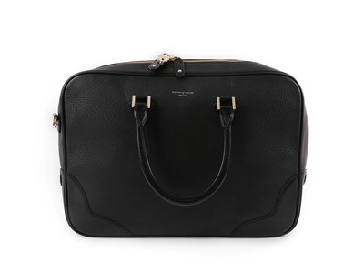 Lot 2109 - An Aspinal of London Black Leather Laptop Bag, with zip fastening, attached Aspinal padlock,...