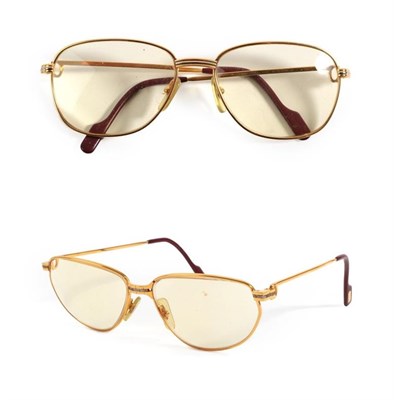 Lot 2121 - Pair of Gentleman's Cartier Prescription Glasses, with tinted lenses and gilt frames and...