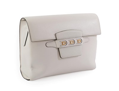 Lot 2126 - Delvaux Bruxelles White Leather Shoulder Bag with black edging, three gilt metal Ds to the...