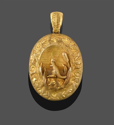 Lot 2236 - A Victorian Australian Locket, raised detail depicting an emu to one side and a kangaroo to the...