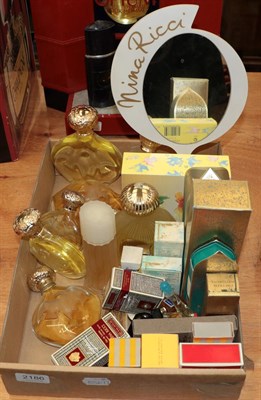 Lot 2186 - Nina Ricci pedestal dressing table mirror, L'air du Temps factices, boxed scent, Laura...