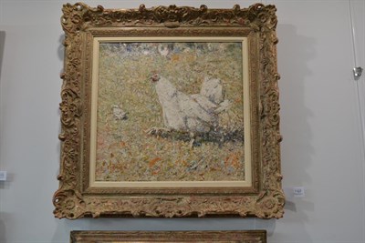 Lot 1107 - Harry Fidler RBA, ROI (1856-1935) White fowl Signed, oil on canvasboard, 42cm by 44cm   see...