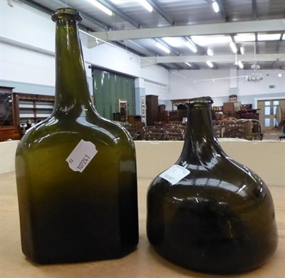 Lot 15 - Two 18th century green glass bottles
