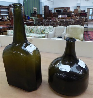 Lot 15 - Two 18th century green glass bottles