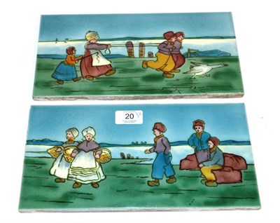 Lot 20 - Two 12'' tiles, decorated with Dutch figures