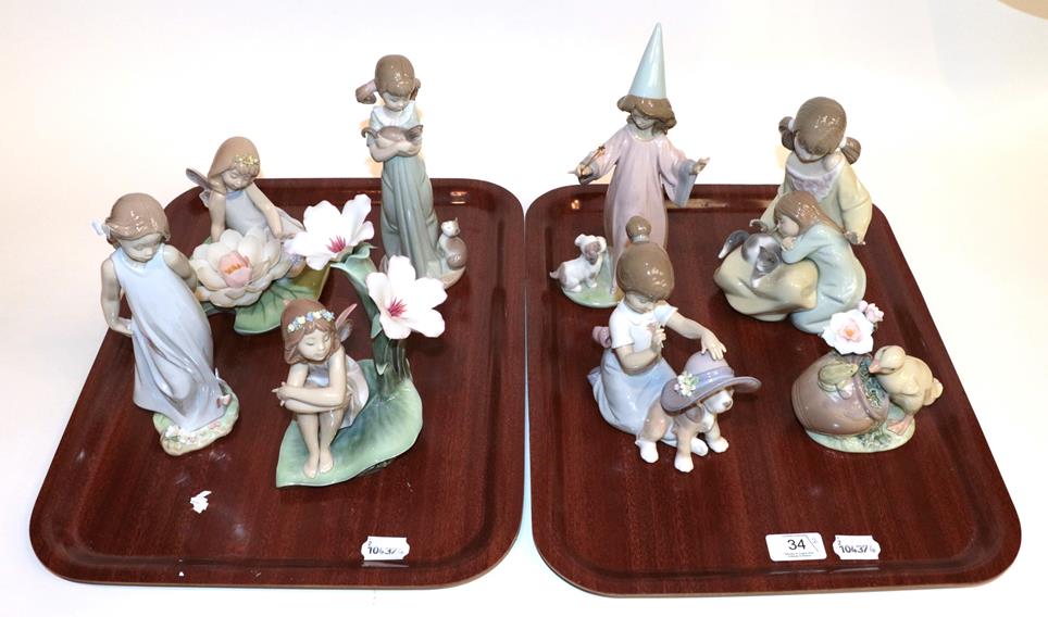 Lot 34 - A selection of Lladro figures, ''Don't forget me'', ''Friend of the butterflies'', ''Lilly pad...