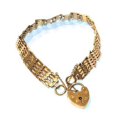 Lot 61 - A 9 carat gold gate link bracelet, length 18.5cm