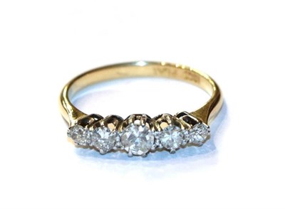 Lot 66 - A diamond five stone ring, stamped '18CT' and 'PLAT', finger size M1/2