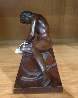 Lot 104 - A patinated bronze Victorian figure of a dying gladiator, on integral plinth