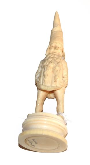Lot 105 - A German ivory bearded figure, late 19th century, inscribed to plinth base 'W. Geiger for...