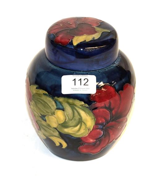 Lot 112 - A William Moorcroft Hibiscus pattern ginger jar and cover