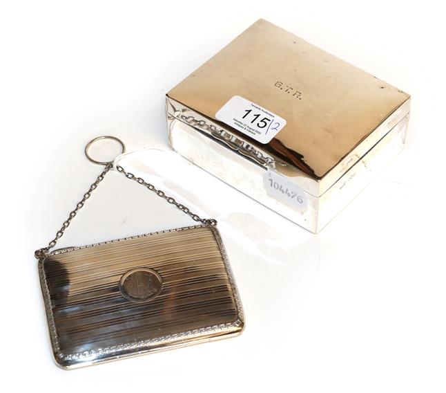 Lot 115 - A silver purse, Goldsmiths & Silversmiths Co. and a silver cigarette box (2)