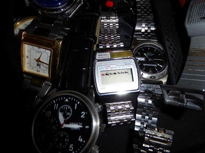 Lot 124 - A selection of modern wristwatches, Seiko digital quarts wristwatch, Citizen digital wristwatch and