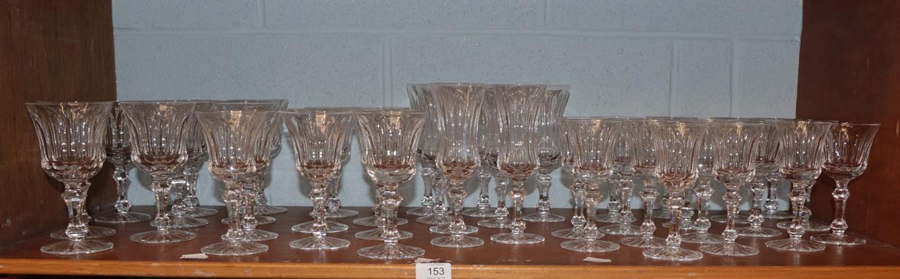 Lot 153 - A part suite of Waterford crystal glass in the Innisfail pattern, comprising eight champagne...