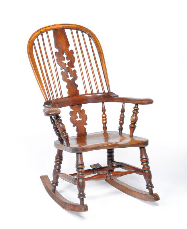 Lot 1344 - A 19th Century Yewwood High Back Broad Arm